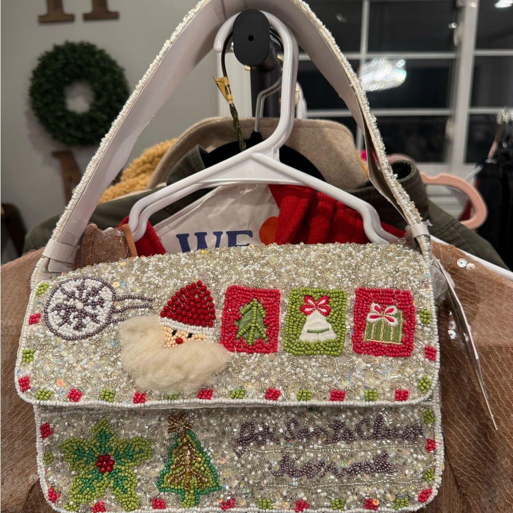 Festive Christmas Beaded Handbag